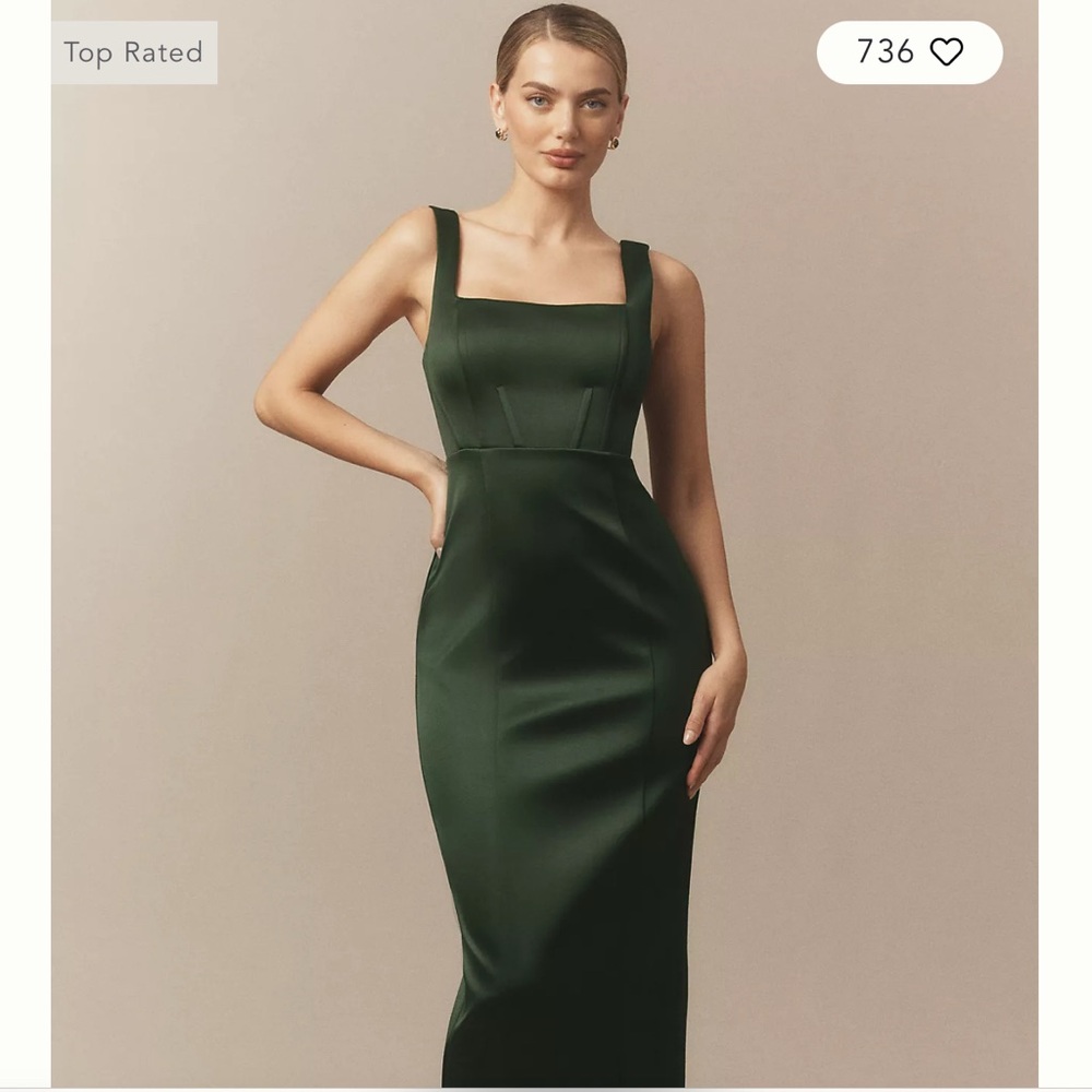 BHLDN Sleeveless Square-Neck Corset Maxi Dress